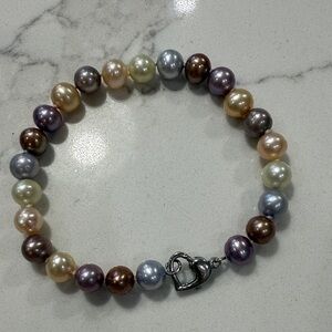 Multi color fresh water pearl bracelet